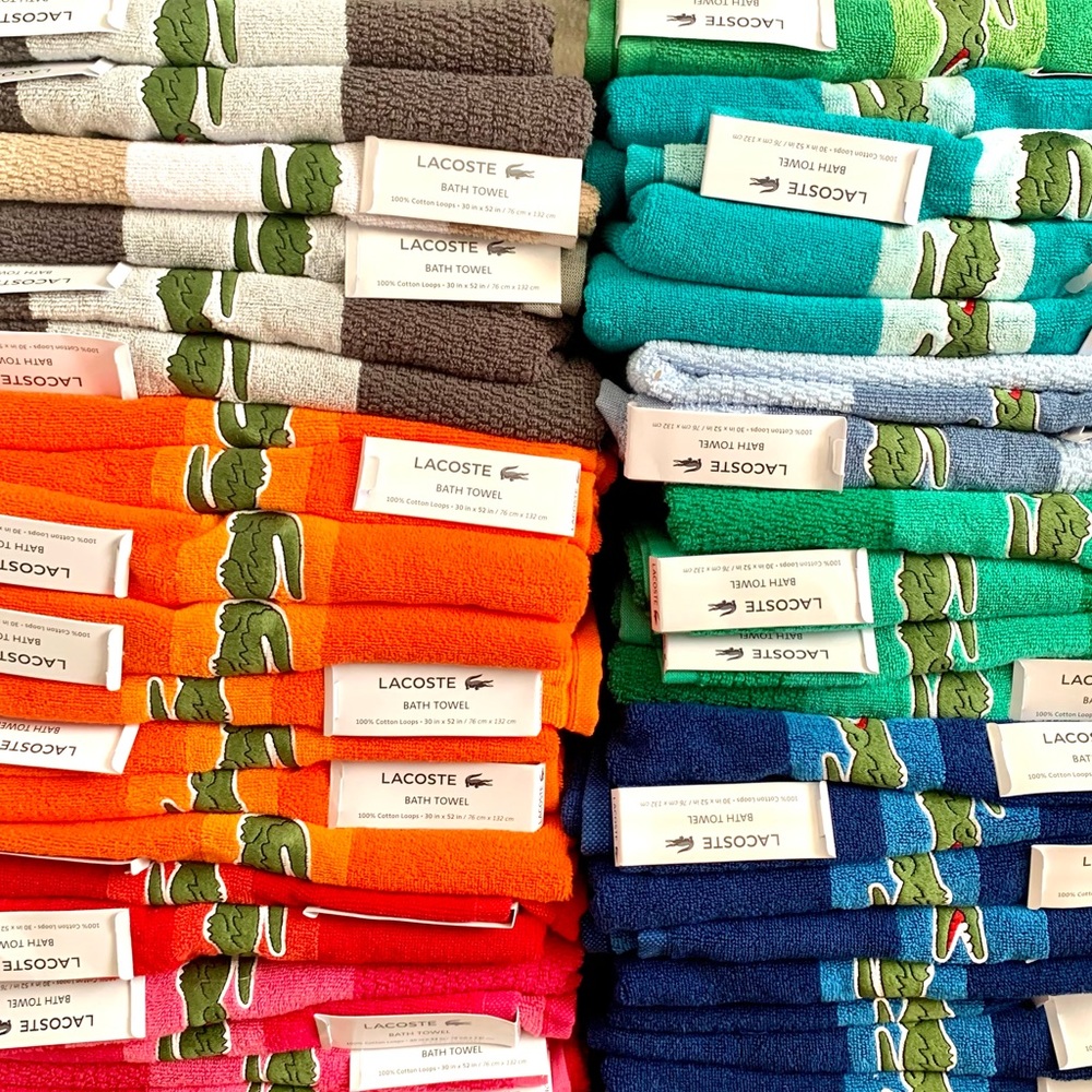 Bundle of 4 Lacoste Large Bath Spa Pool Towel 100% Cotton 30”x52” new - Picture 6 of 6
